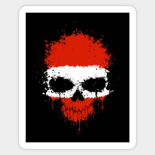 Chaotic Austrian Flag Splatter Skull Sticker